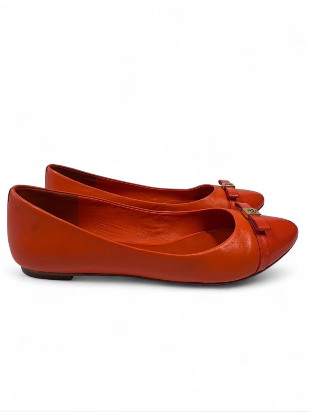 Tory Burch Hugo Pointy-Toe Ballet Flats in the vibrant orange, "Tiger Lily" 10.5 - Picture 4 of 11